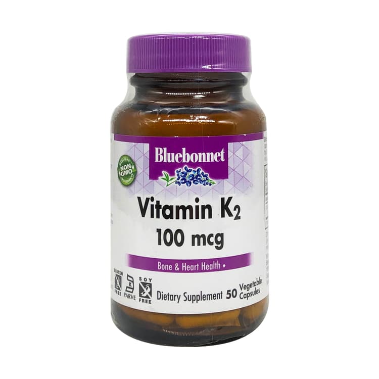 Bluebonnet Nutrition Vitamin K2 100 Mcg, 50 Vegetable Capsules