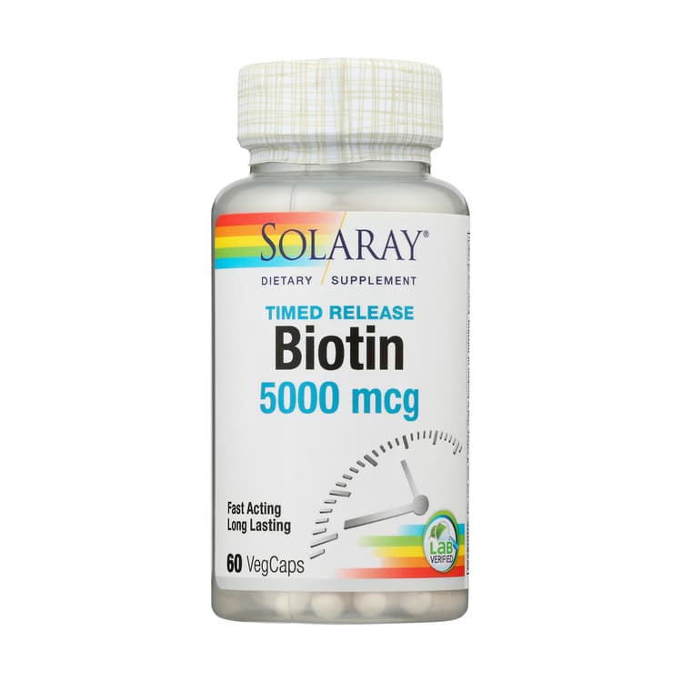 Solaray Biotin, Two-Stage Timed-Release, 60 Vegcaps