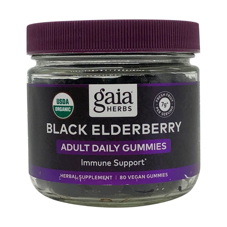 Gaia Herbs Organic Everyday Elderberry Gummies, 80 Vegan Gummies