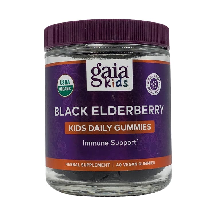 Gaia Herbs Organic Kids Black Elderberry Gummies, 40 Vegan Gummies