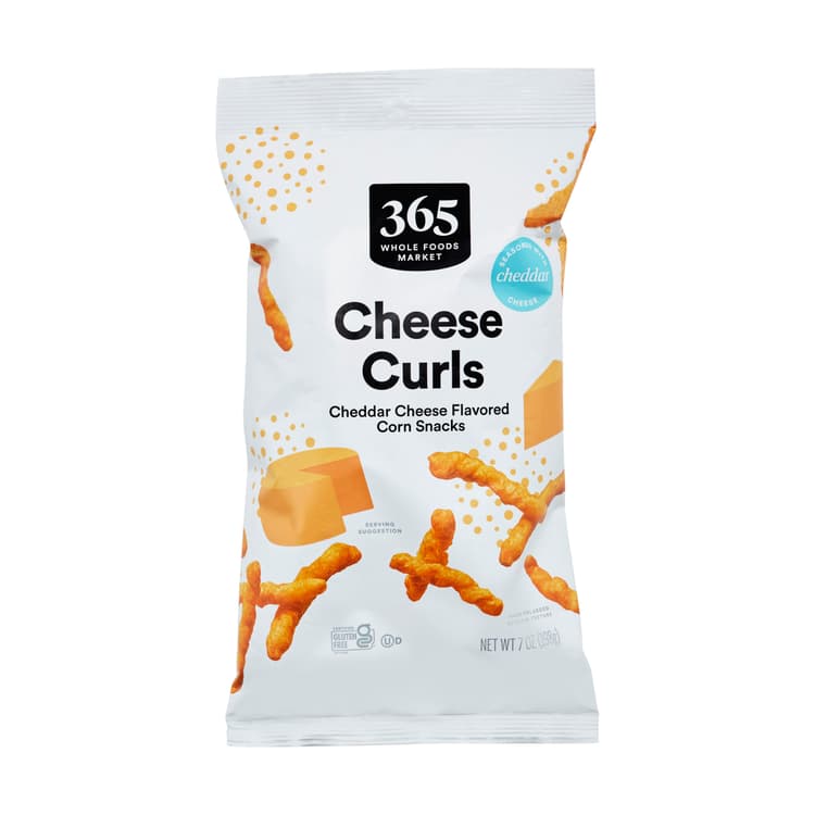 365 Whole Foods Market Cheese Curls Cheddar Cheese Flavored Corn Snacks