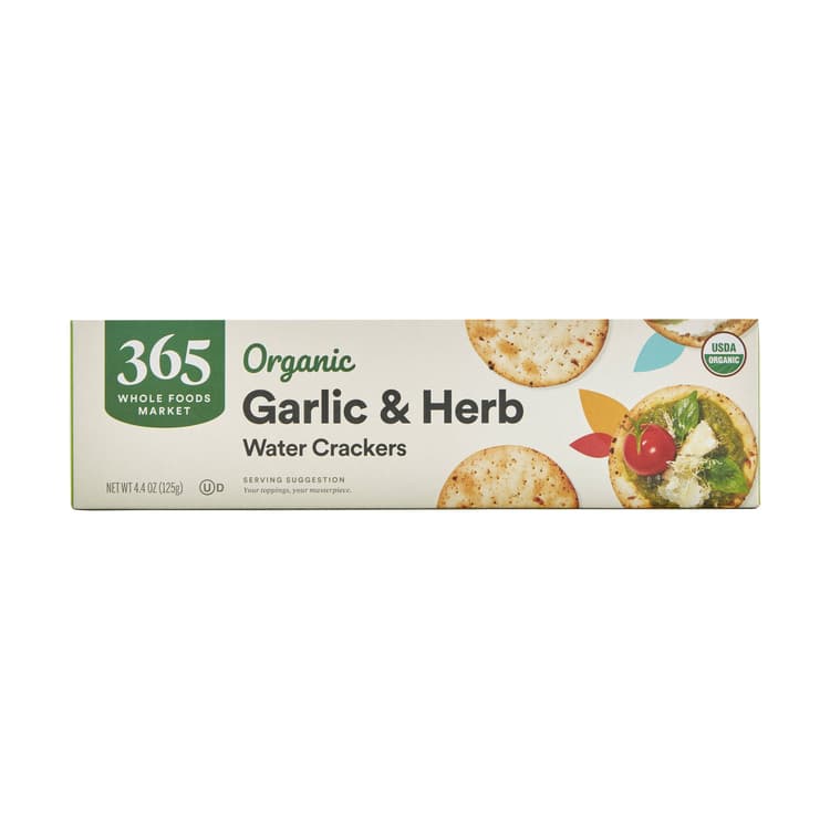 365 By Whole Foods Market Organic Crackers, Water - Garlic & Herb