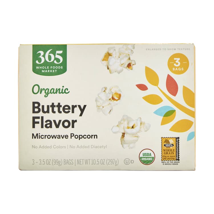 365 By Whole Foods Market Microwave Popcorn, Butter Flavor, 3 Bags