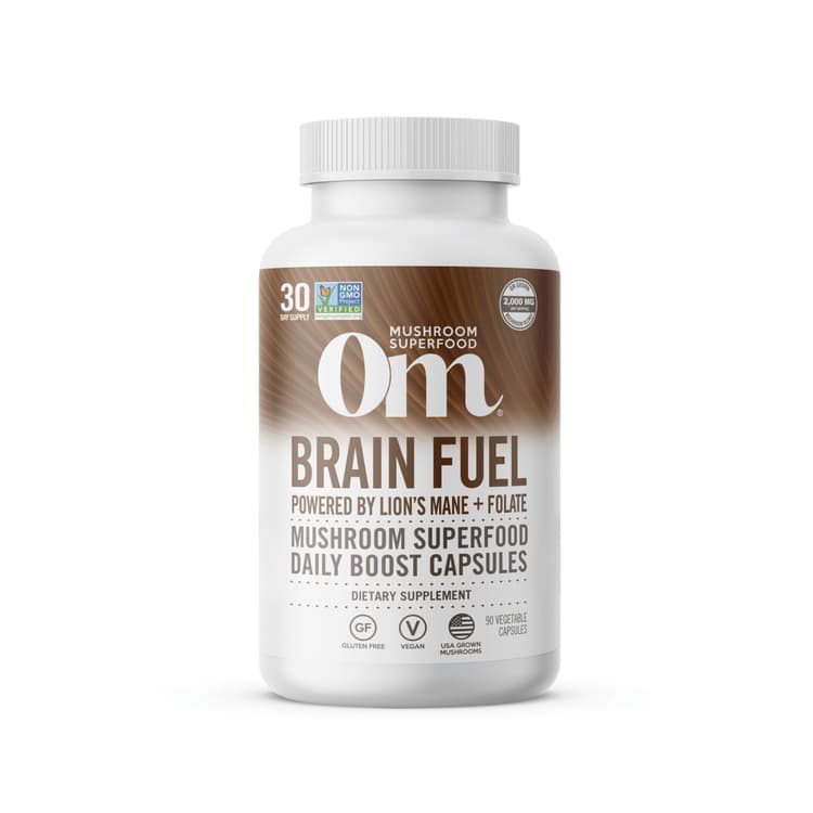 Om Mushroom Superfood Brain Fuel Capsules- 30 Day Supply, 90 Vegetable Capsules