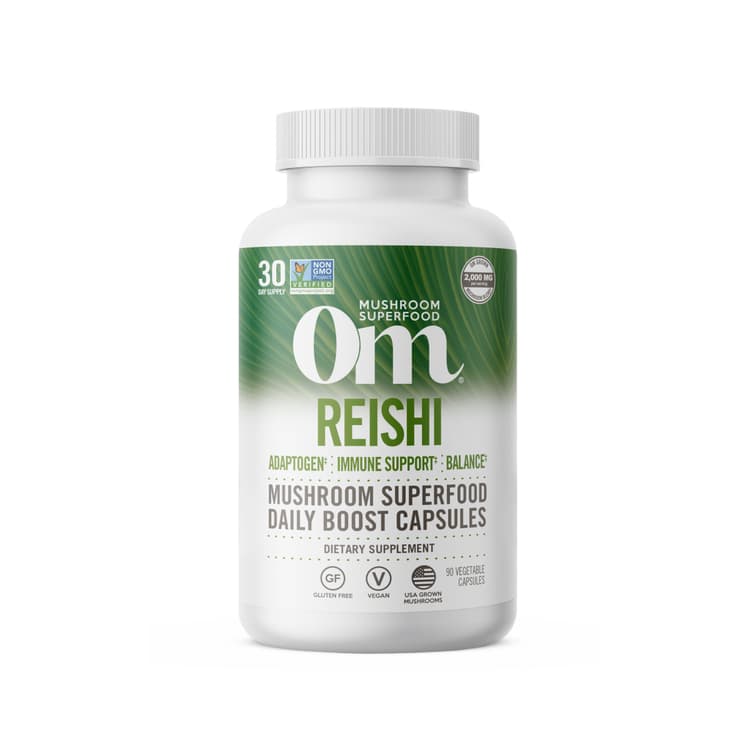 Om Mushroom Superfood Reishi Capsules- 30 Day Supply, 90 Vegetable Capsules
