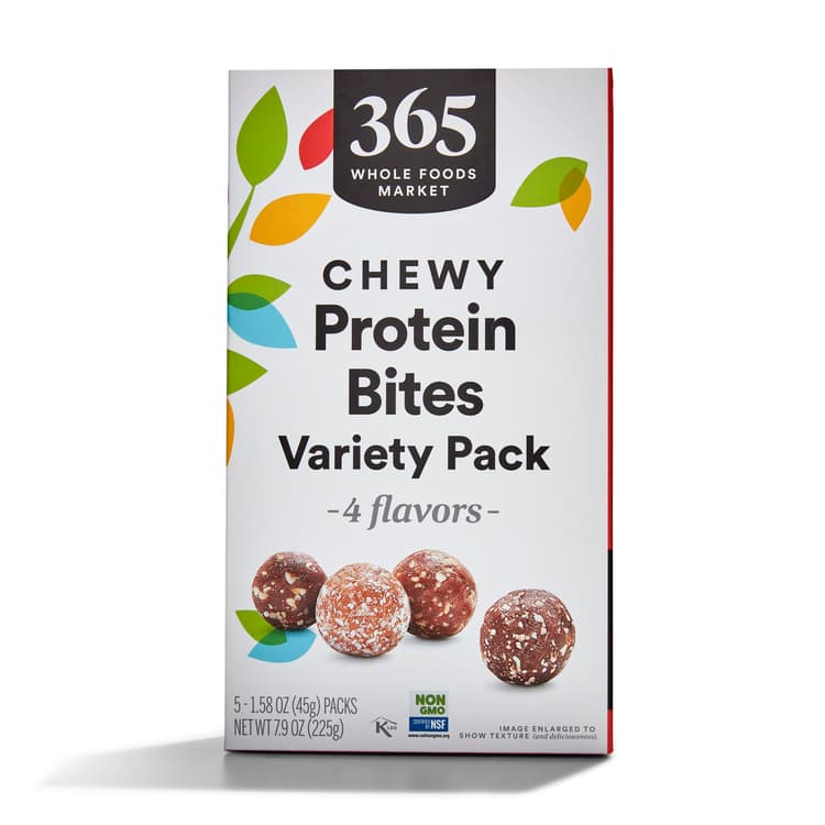 365 Whole Foods Market Chewy Protein Bites Variety Pack: Vanilla Cashew & Almond, Cinnamon & Apple, Coffee & Almond, Coconut & Macadamia