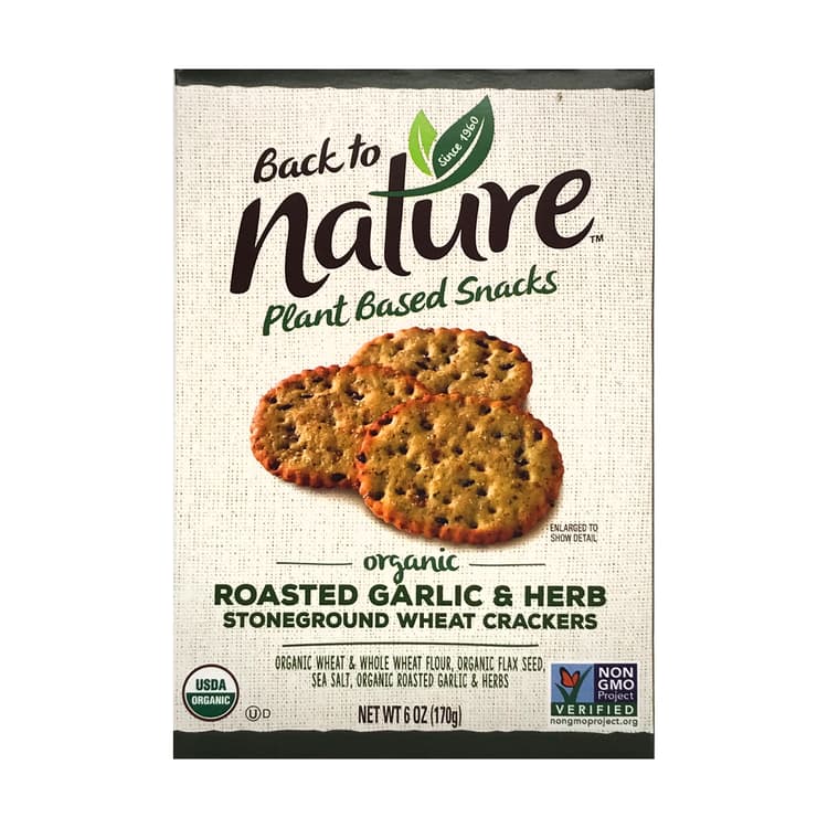 Back To Nature Organic Roasted Garlic & Herb Crackers