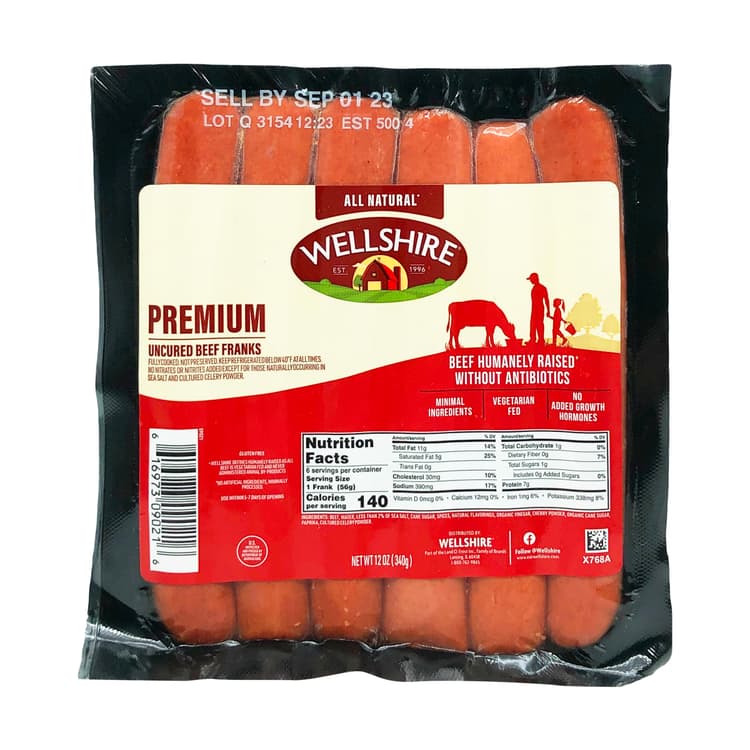 Wellshire Premium Uncured Beef Franks
