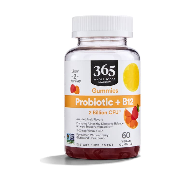 365 By Whole Foods Market Strawberry Citrus Probiotic B12 Gummies, 60 Vegan Gummies