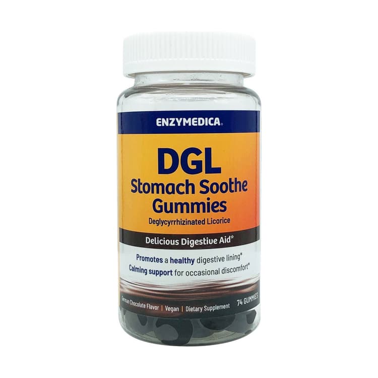 Enzymedica Dgl Stomach Soothe Gummies German Chocolate Flavored, 74 Gummies
