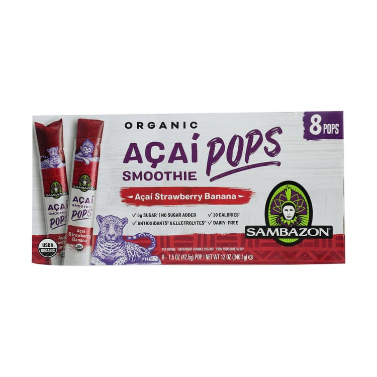 Sambazon Organic Acai Smoothie Pops Strawberry Banana Flavor