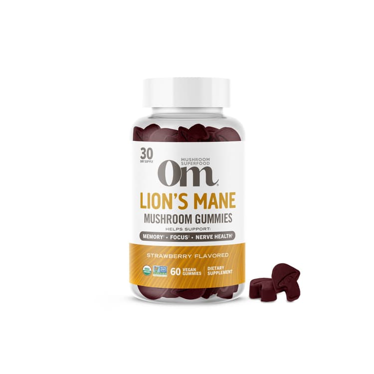 Om Mushroom Superfood Lions Mane Gummies- 30 Day Supply, 60 Vegan Gummies
