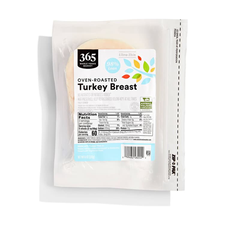 365 By Whole Foods Market Packaged Sliced Lunchmeat Turkey Breast Oven-Roasted - Ultra Thin