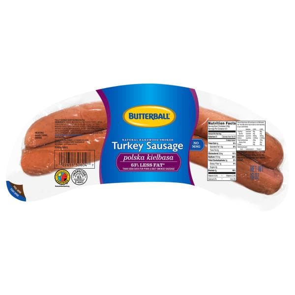 Butterball Sausage Smoked Polska Kielbasa Natural Hardwood Smoked