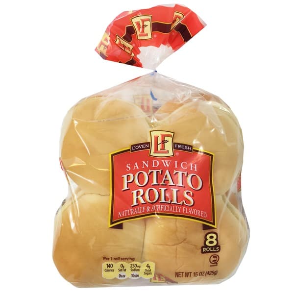 L'Oven Fresh Naturally Flavored Sandwich Potato Rolls 8 Rolls