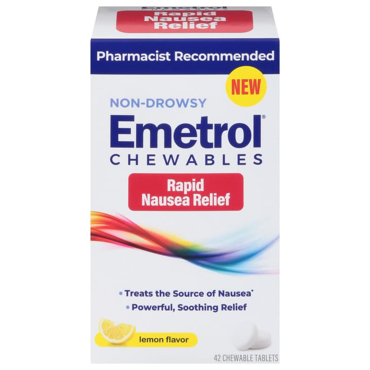Emetrol Rapid Nausea Relief, Non-Drowsy, Lemon Flavor, Chewable