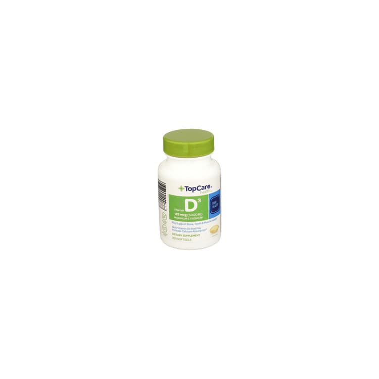 Top Care, Health - Maximum Strength Vitamin D3 125 Mcg (5000 Iu) May Support Bone, Teeth & Muscle Health Dietary Supplement Softgels