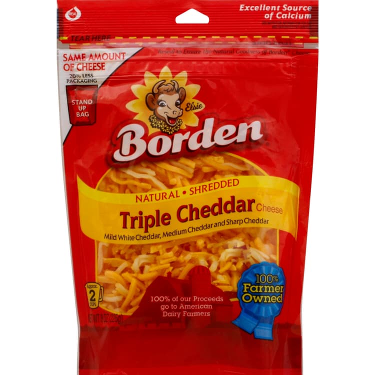 Borden Cheese, Shredded, Triple Cheddar