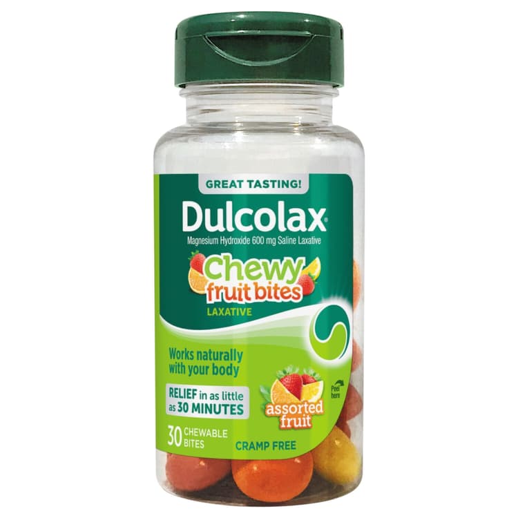 Dulcolax Saline Laxative, Chewy Fruit Bites, Assorted Fruit