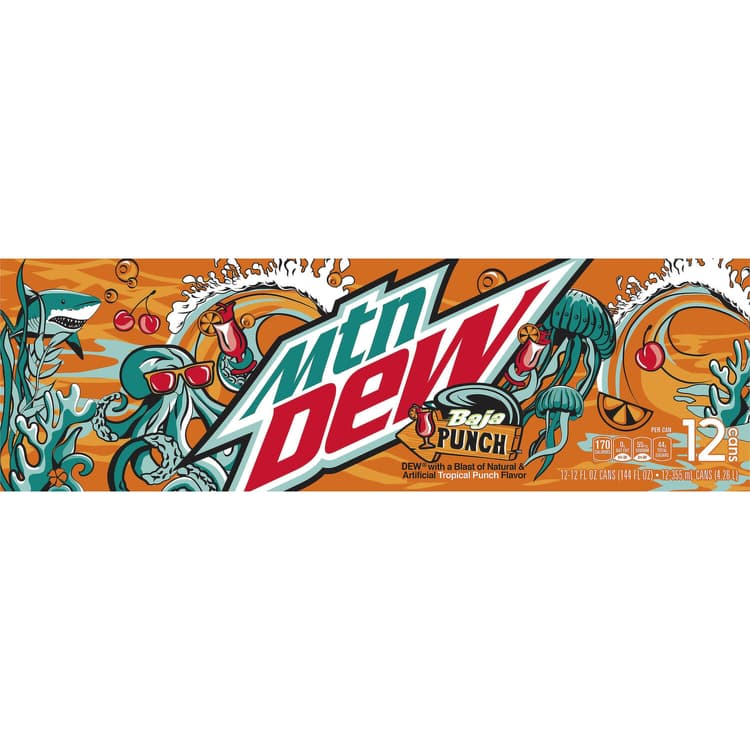 Mtn Dew Soda Baja Punch Can