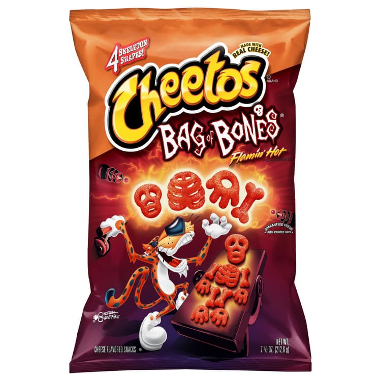 Cheetos Snacks Cheese Flavored Bag Of Bones Flamin Hot