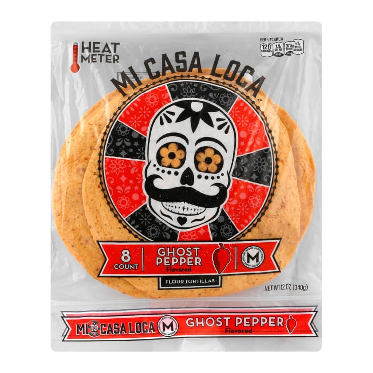 Mi Casa Loca Flour Tortillas, Ghost Pepper Flavored, Medium
