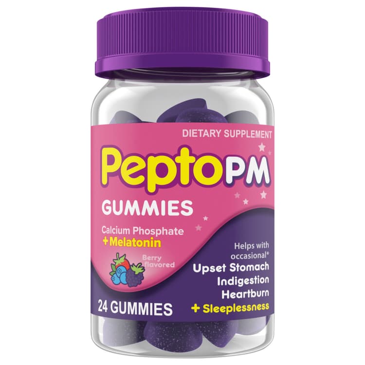 Pepto Calcium Phosphate + Melatonin, Pm, Gummies, Berry Flavored