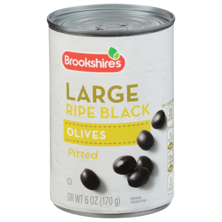 Brookshire'S Olives, Ripe Black, Pitted, Large