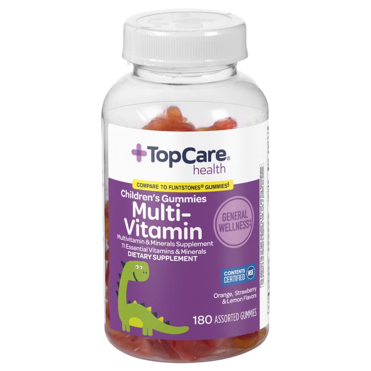 Topcare Multi-Vitamin, Children'S, Gummies, Orange, Strawberry & Lemon Flavors