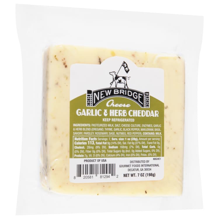 New Bridge Cheddar Cheese Garlic & Herb Chunk