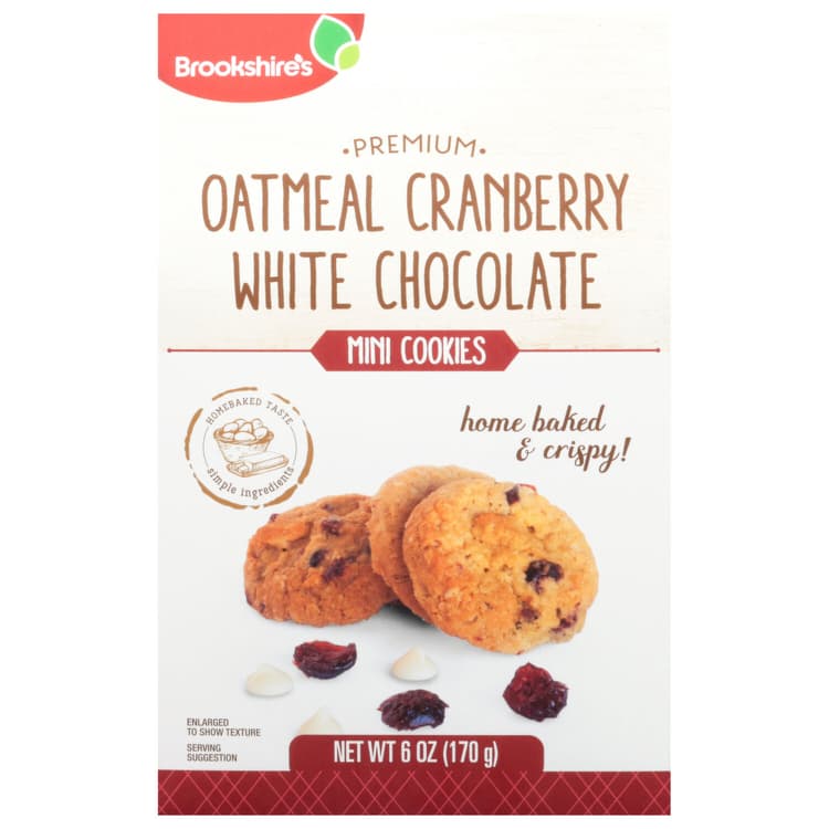 Brookshire'S Premium Oatmeal Cranberry White Chocolate Mini Cookies