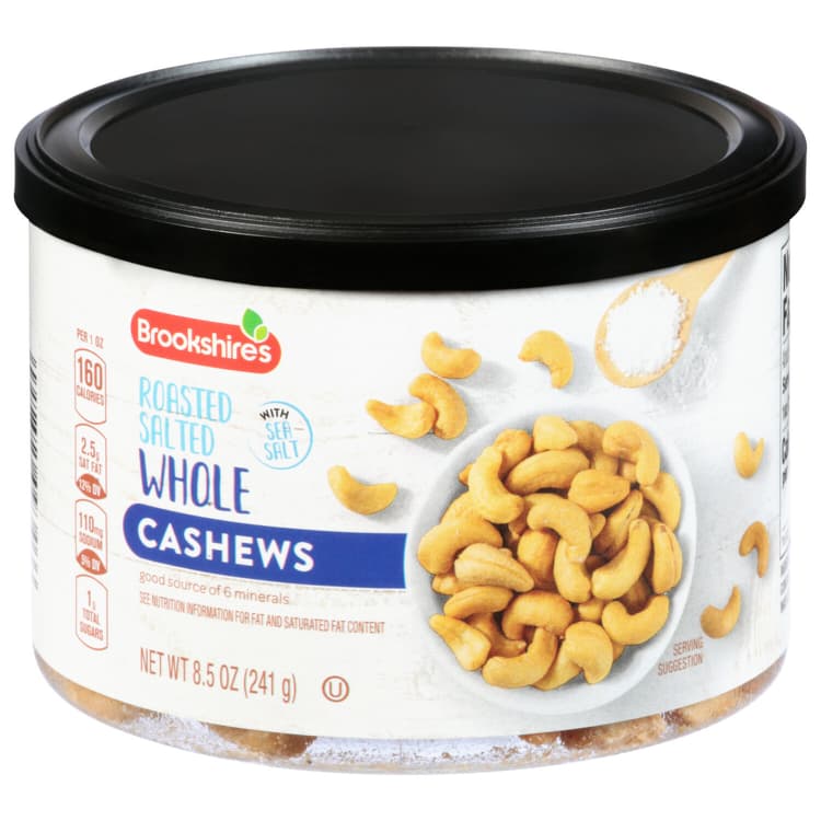 Brookshire'S Cashews With Sea Salt, Roasted Salted, Whole