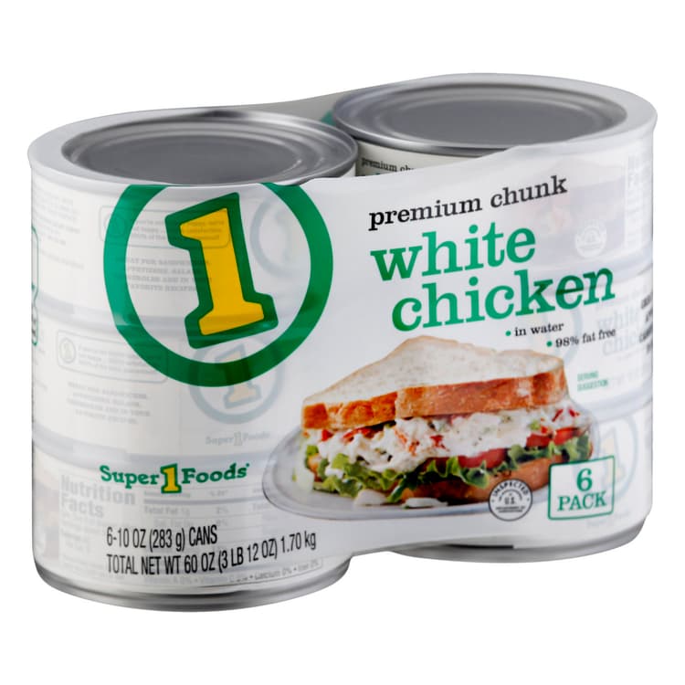 Super 1 Foods White Chicken In Water, Premium Chunk