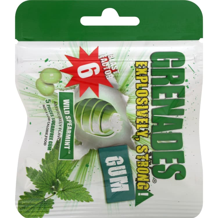 Grenades Gum, Sugar Free, Wild Spearmint