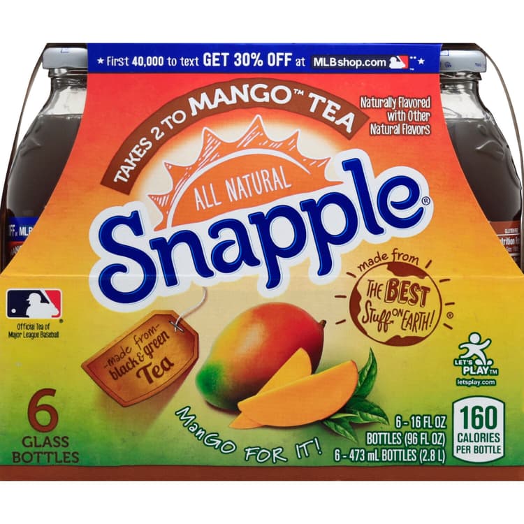 Snapple Black & Green Tea, Takes 2 To Mango
