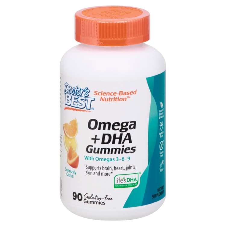 Doctors Best Omega + Dha, Gelatin-Free, Seriously Citrus, Gummies