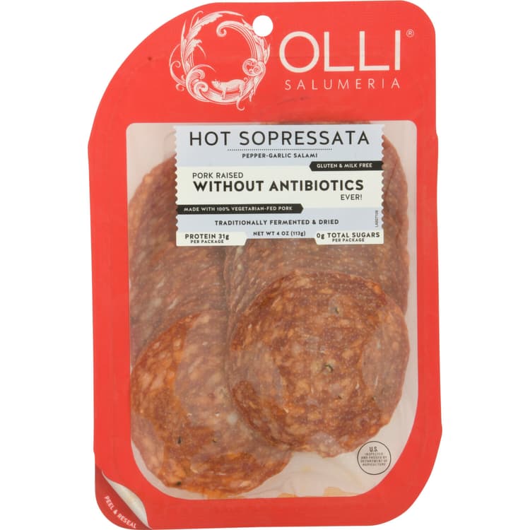 Olli Salumeria Salami, Pepper-Garlic, Hot Sopressata