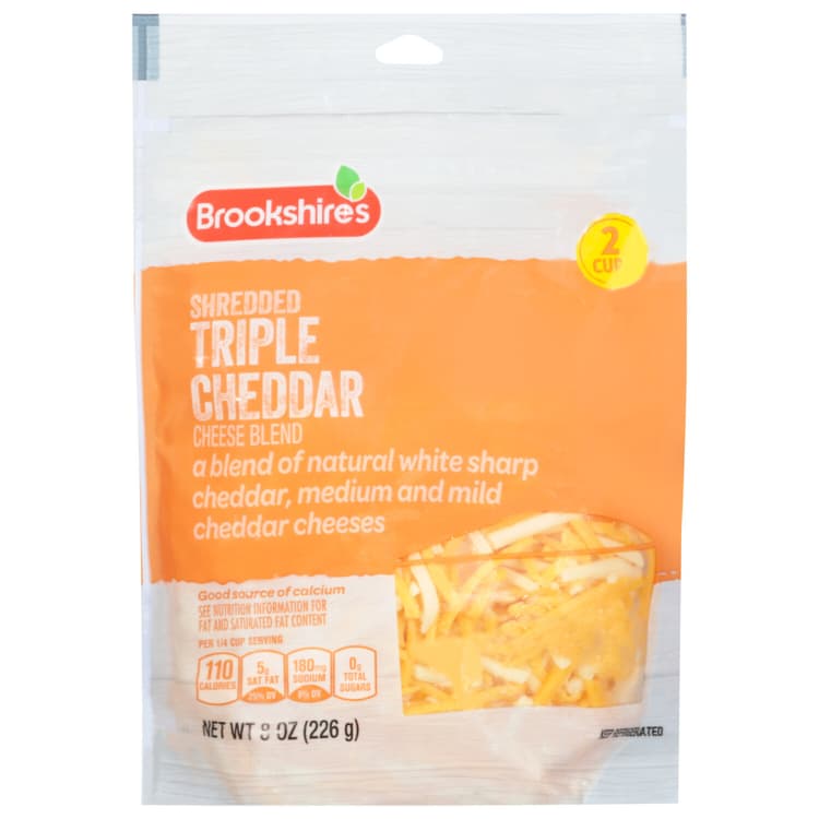 Brookshire'S Shredded Cheese Blend, Triple Cheddar
