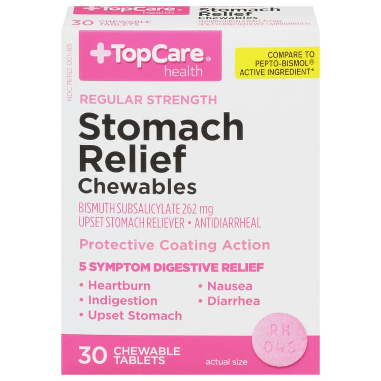 Topcare Stomach Relief, Chewables, Regular Strength