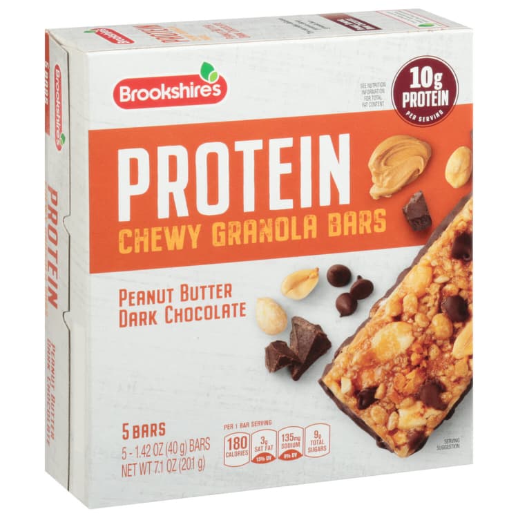 Brookshire'S Granola Bars, Chewy, Peanut Butter Dark Chocolate, Protein