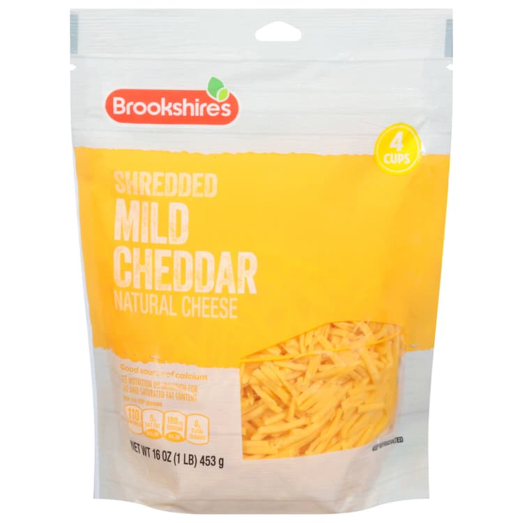 Brookshire'S Shredded Cheese, Mild Cheddar