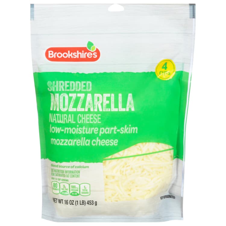 Brookshire'S Shredded Cheese, Mozzarella, Natural