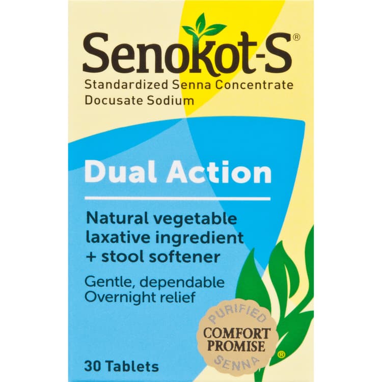 Senokot-S Laxative Ingredient + Stool Softener, Natural Vegetable, Dual Action