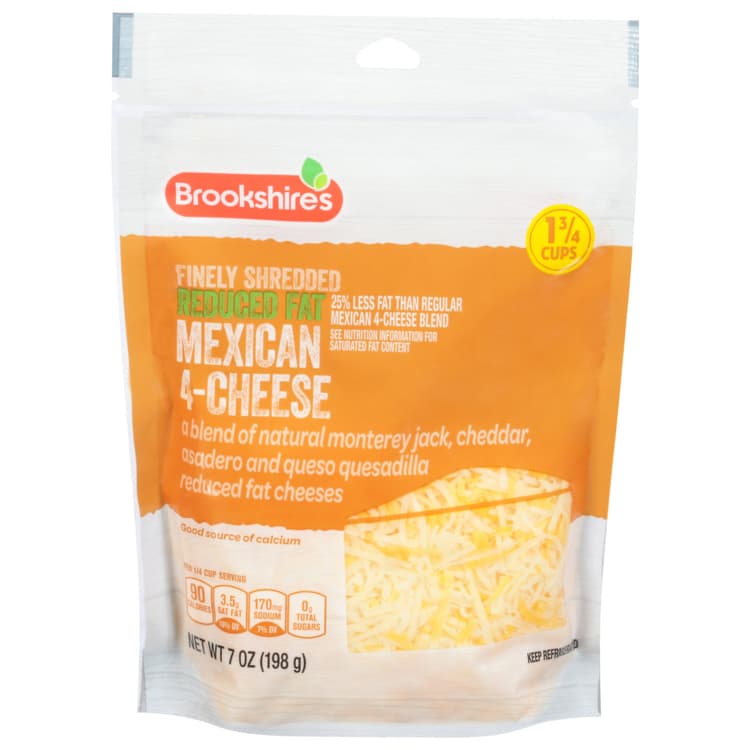 Brookshire'S Finely Shredded Cheese, Reduced Fat, Mexican 4-Cheese