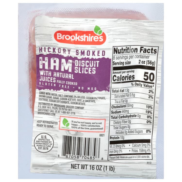 Brookshire'S Ham With Natural Juices, Hickory Smoked, Biscuit
