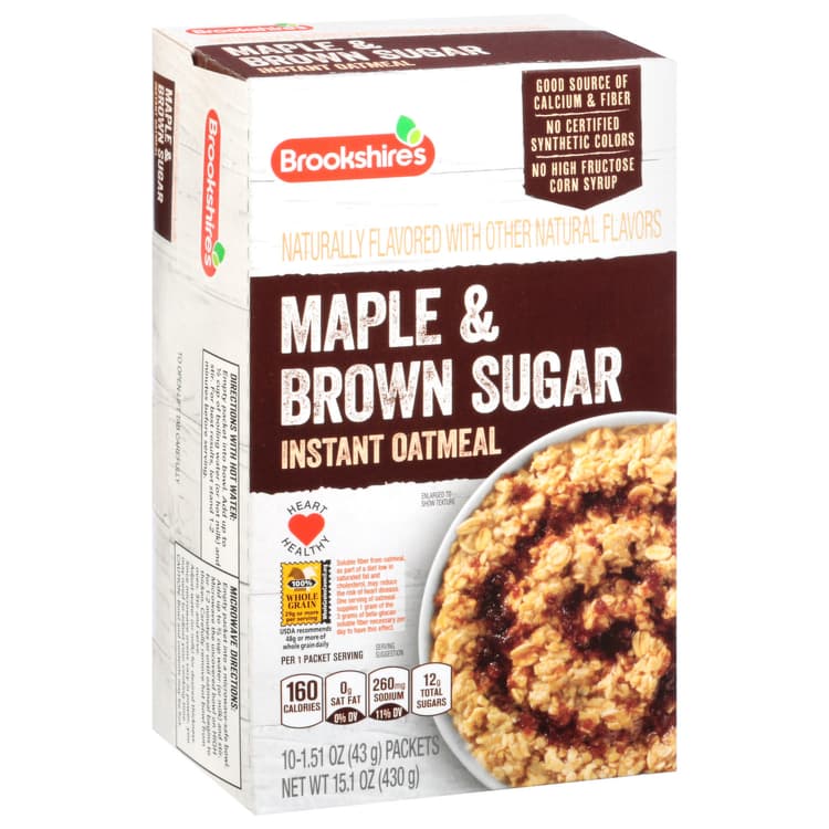 Brookshire'S Oatmeal, Instant, Maple & Brown Sugar