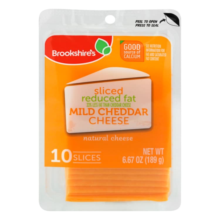 Brookshire'S Cheese, Reduced Fat, Mild Cheddar, Sliced