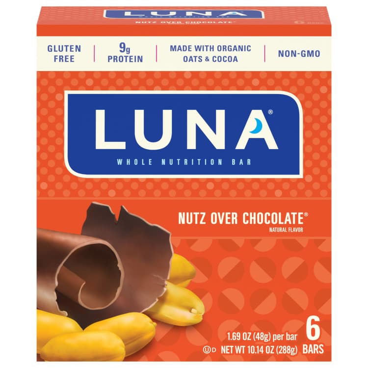 Luna Nutrition Bars, Whole, Nutz Over Chocolate