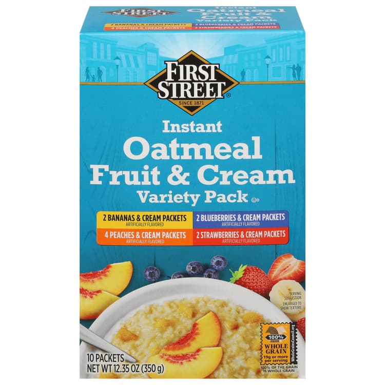 First Street Oatmeal, Instant, Fruit & Cream, Variety