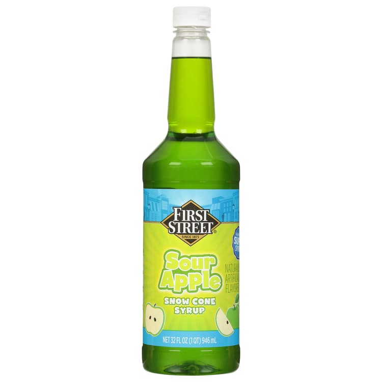 First Street Snow Cone Syrup, Sour Apple